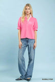 Umgee Striped Collar Popover Top  Style Ratio