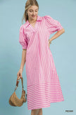 Umgee Striped Puff Sleeve Midi Dress  Style Ratio