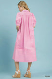 Umgee Striped Puff Sleeve Midi Dress  Style Ratio