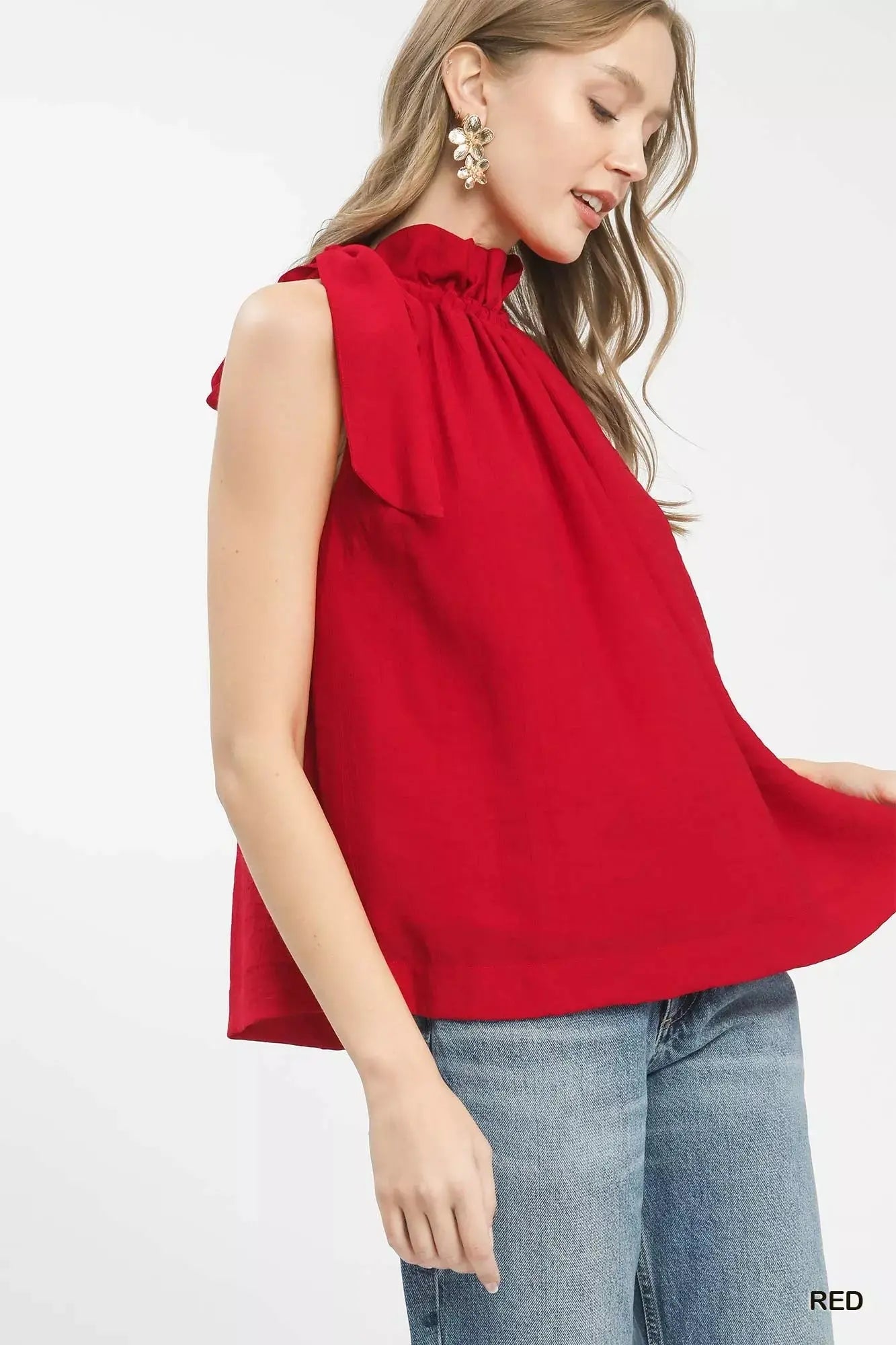 Umgee Tie-Neck Ruffle Halter Boho Top  Style Ratio