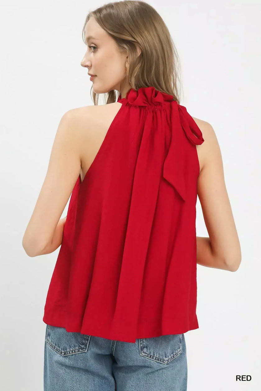 Umgee Tie-Neck Ruffle Halter Boho Top  Style Ratio