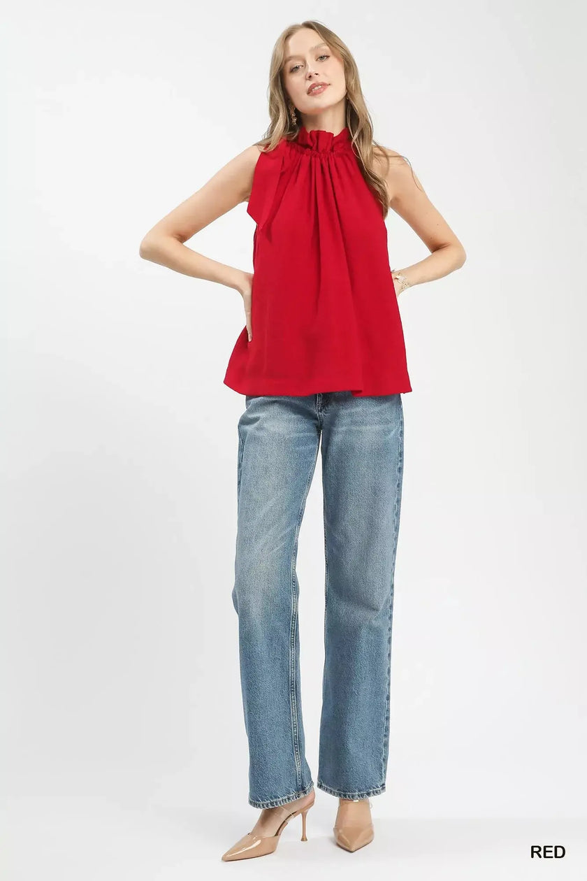 Umgee Tie-Neck Ruffle Halter Boho Top  Style Ratio