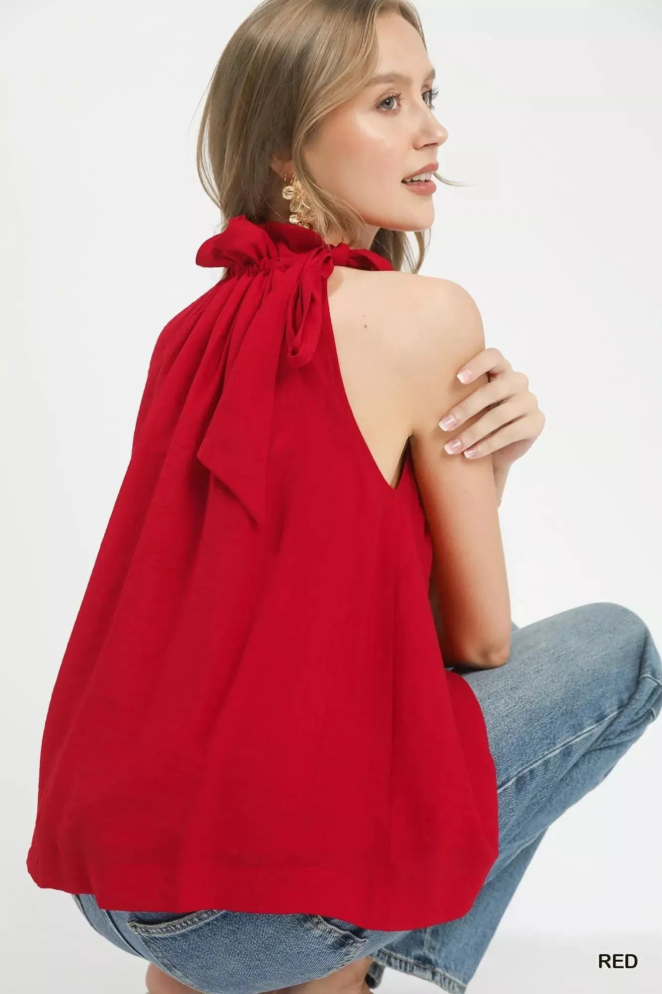 Umgee Tie-Neck Ruffle Halter Boho Top  Style Ratio