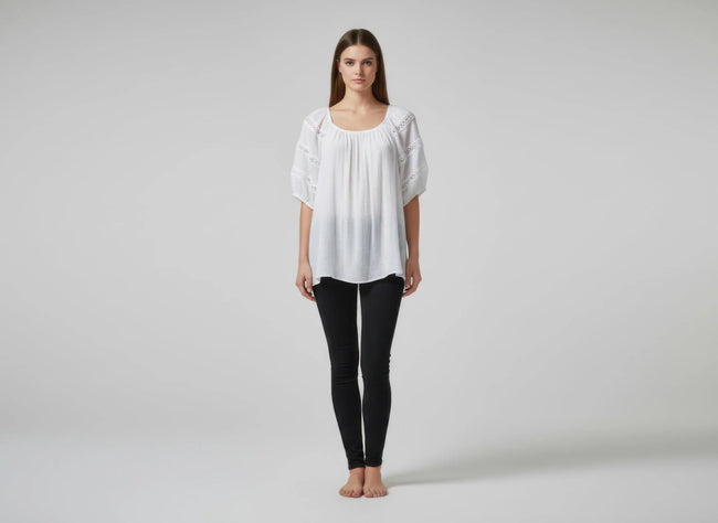 Unique Spectrum Solid Short Sleeve Blouse  Style Ratio
