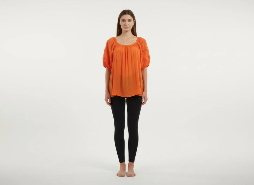 Unique Spectrum Solid Short Sleeve Blouse  Style Ratio