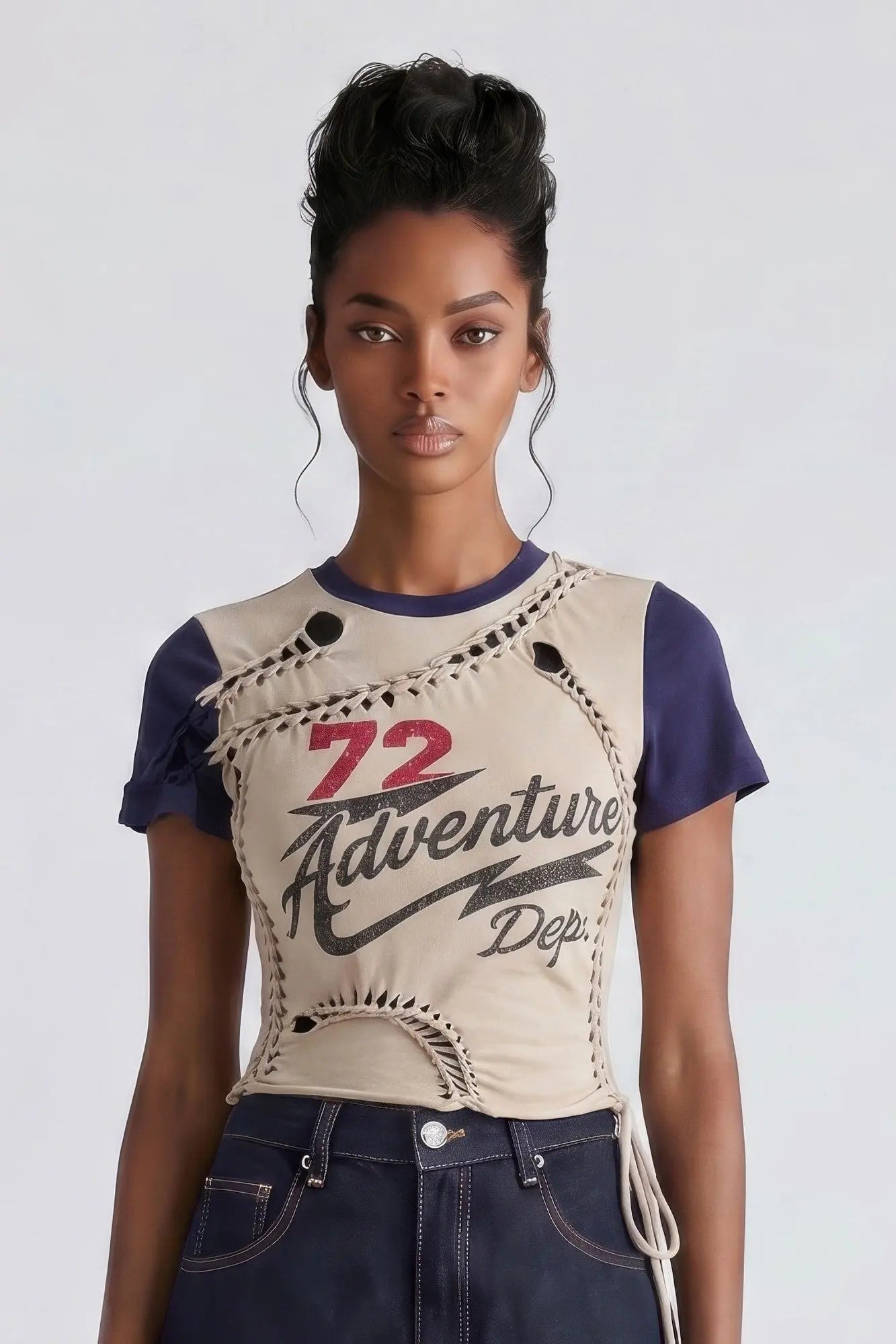 Varsity Renegade Lace-up Graphic Tee  Style Ratio