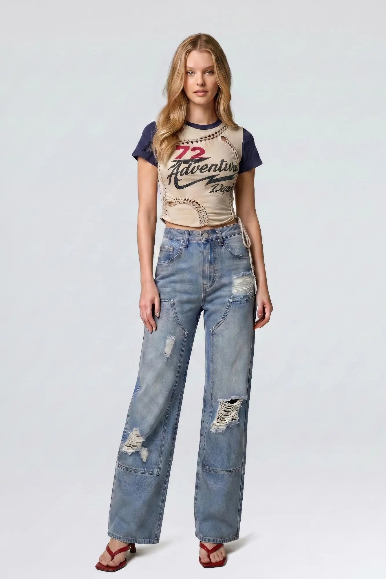 Varsity Renegade Lace-up Graphic Tee  Style Ratio