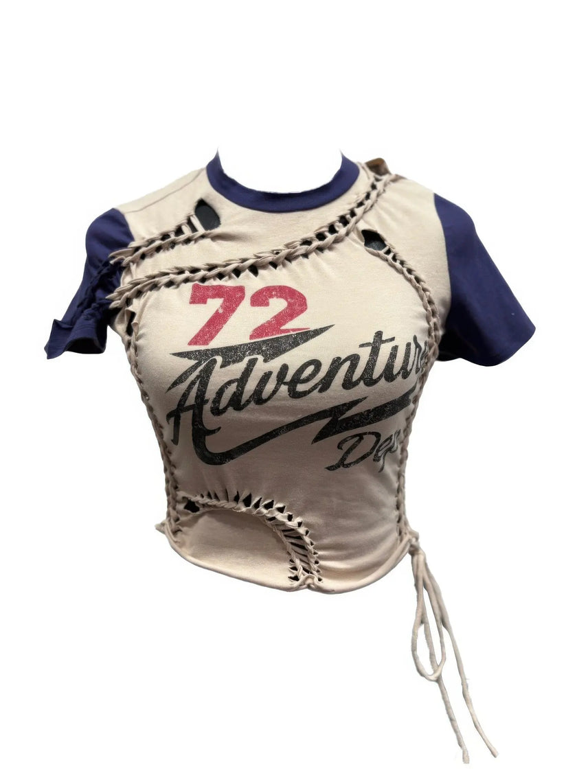 Varsity Renegade Lace-up Graphic Tee  Style Ratio