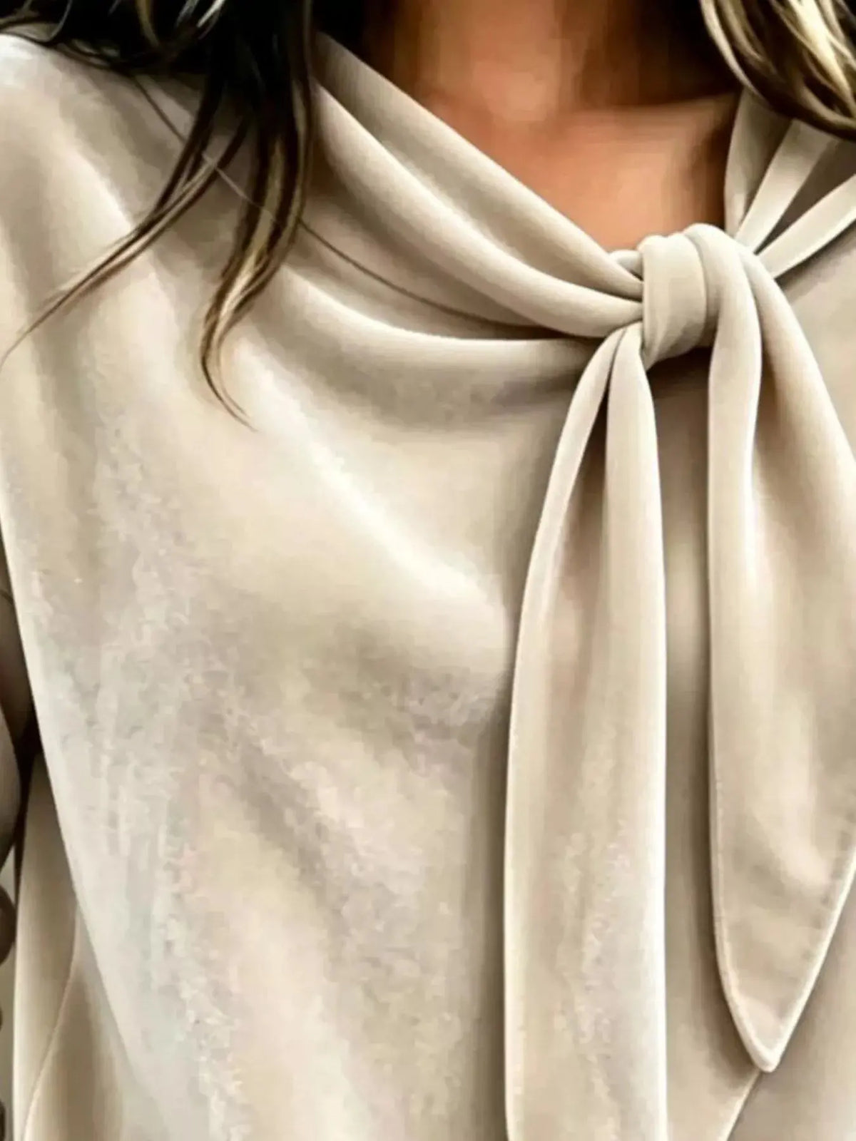 Velvet Tie Front Long Sleeve Sweatshirt  Style Ratio