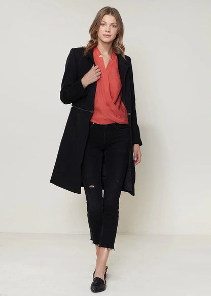 Women's Wool-blended Open Front Jacket In Black - Style Ratio