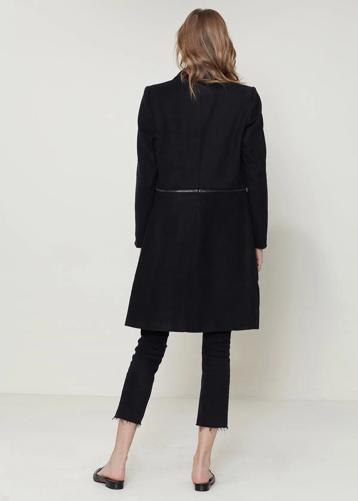 Women's Wool-blended Open Front Jacket In Black - Style Ratio