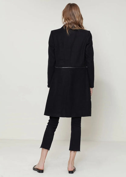 Women's Wool-blended Open Front Jacket In Black - Style Ratio