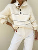 Waffle-Knit Half Button Long Sleeve Sweater  Style Ratio