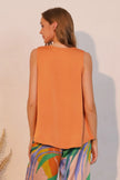 Washed Poly Silk Front Tucked Top  Style Ratio