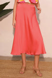 Washed Poly Silk Midi Swing Skirt  Style Ratio