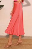 Washed Poly Silk Midi Swing Skirt  Style Ratio