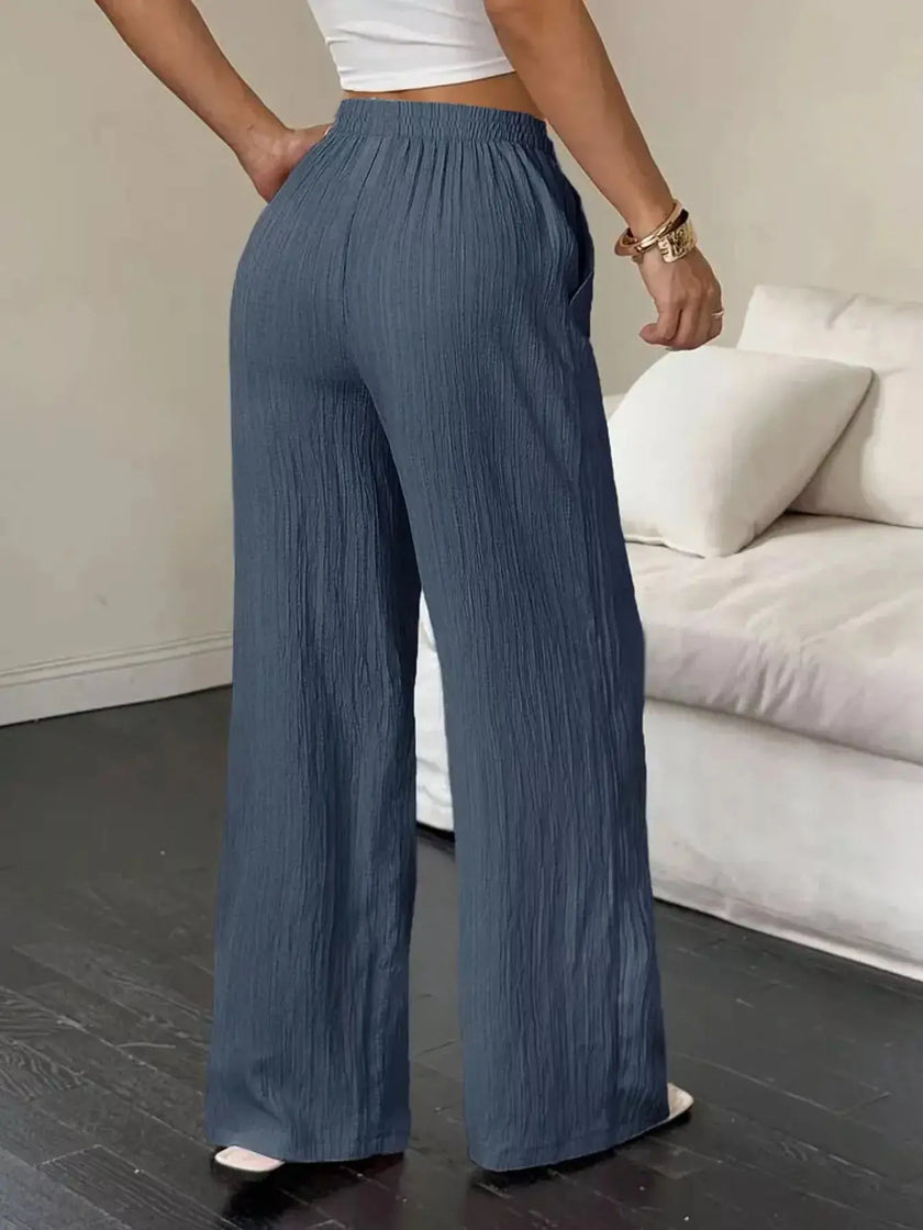 Wide Leg Pants with Drawstring  Style Ratio