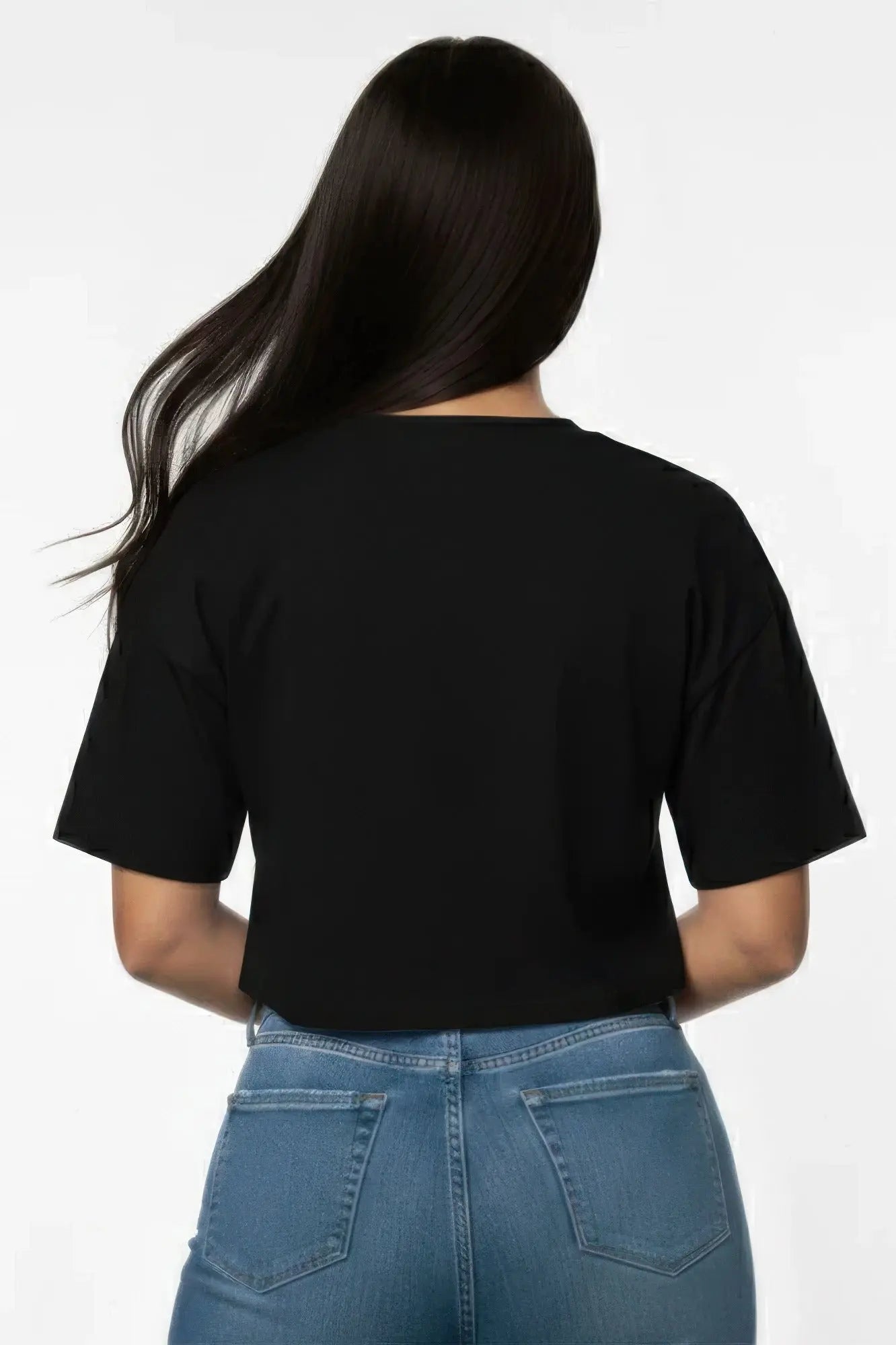 Women's Premium Short Sleeve Round Neck Basic Crop Top  Style Ratio