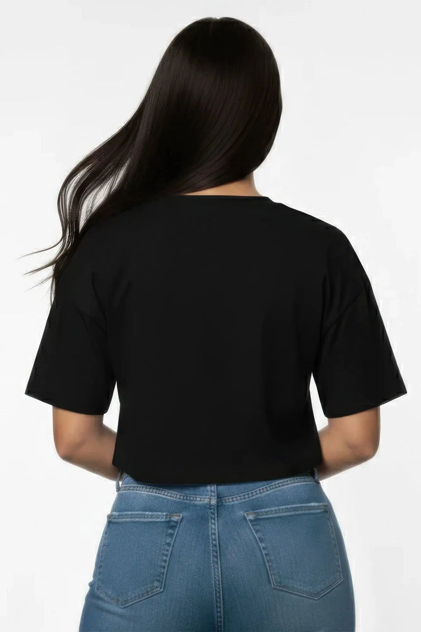 Women's Premium Short Sleeve Round Neck Basic Crop Top  Style Ratio