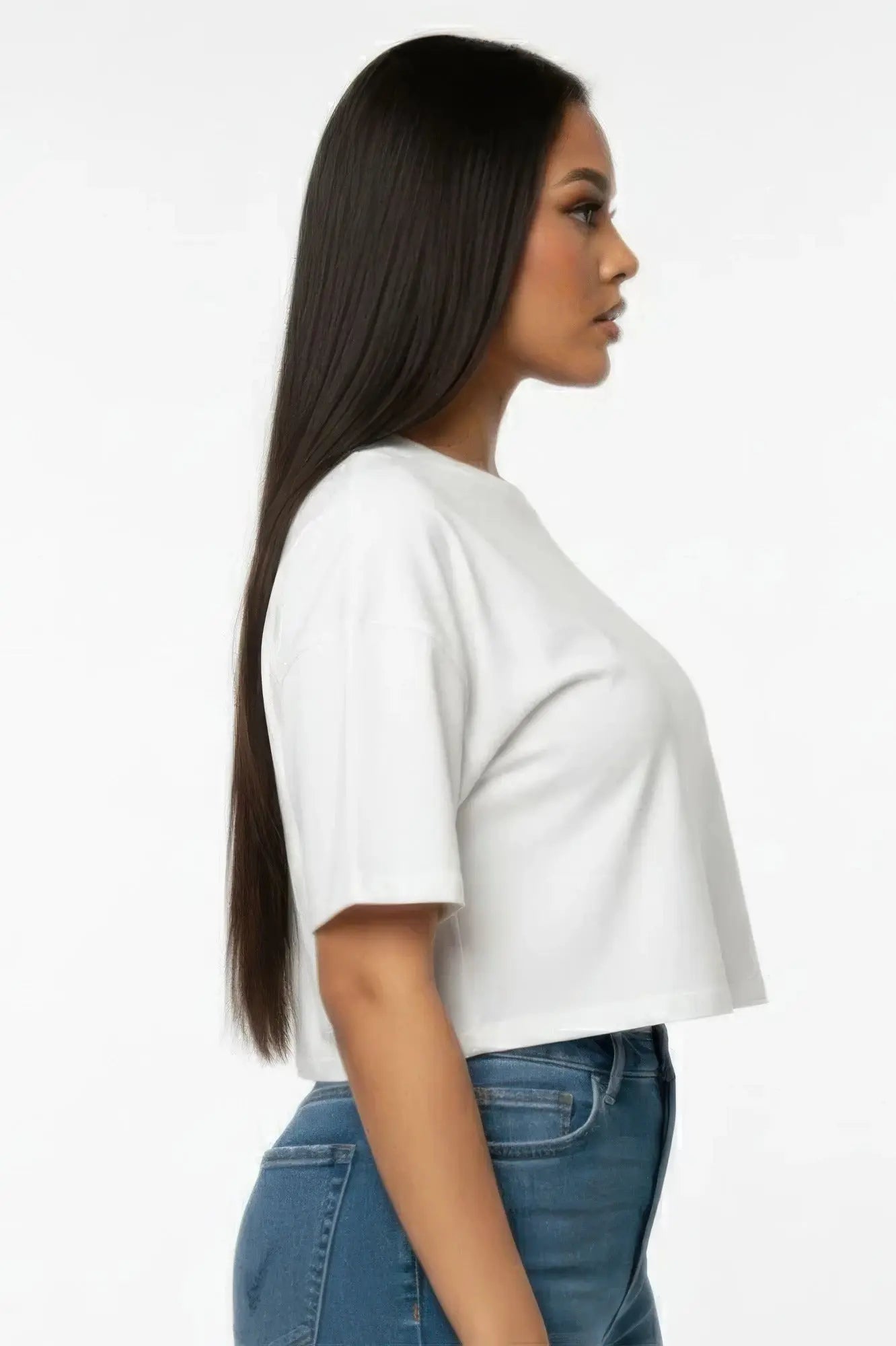 Women's Premium Short Sleeve Round Neck Basic Crop Top  Style Ratio