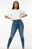 Women's Premium Short Sleeve Round Neck Basic Crop Top  Style Ratio