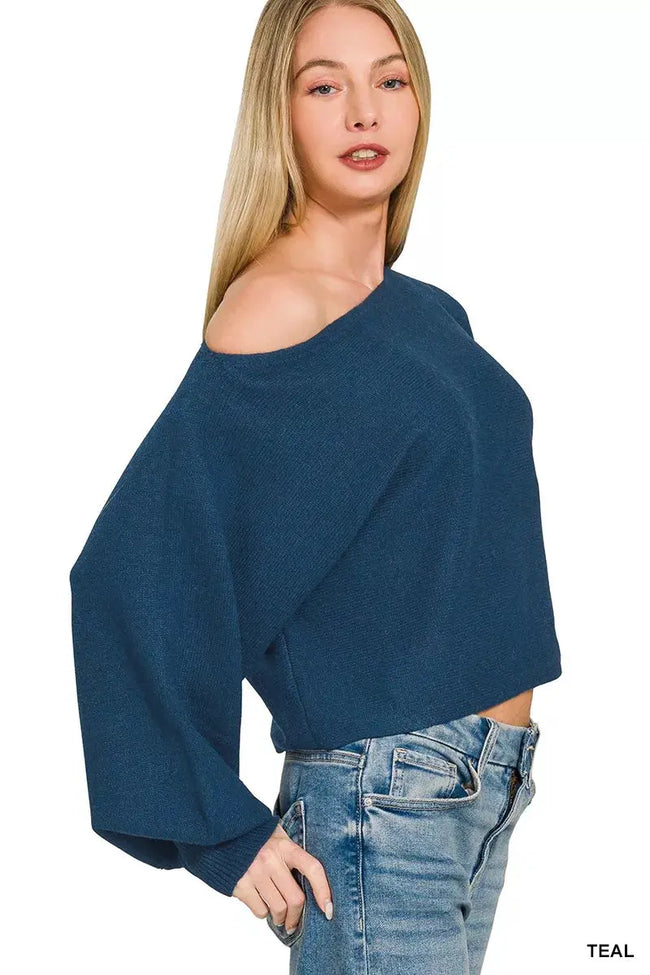 Zenana Boat Neck Balloon Sleeve Sweater  Style Ratio