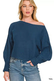 Zenana Boat Neck Balloon Sleeve Sweater  Style Ratio