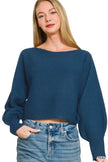 Zenana Boat Neck Balloon Sleeve Sweater  Style Ratio