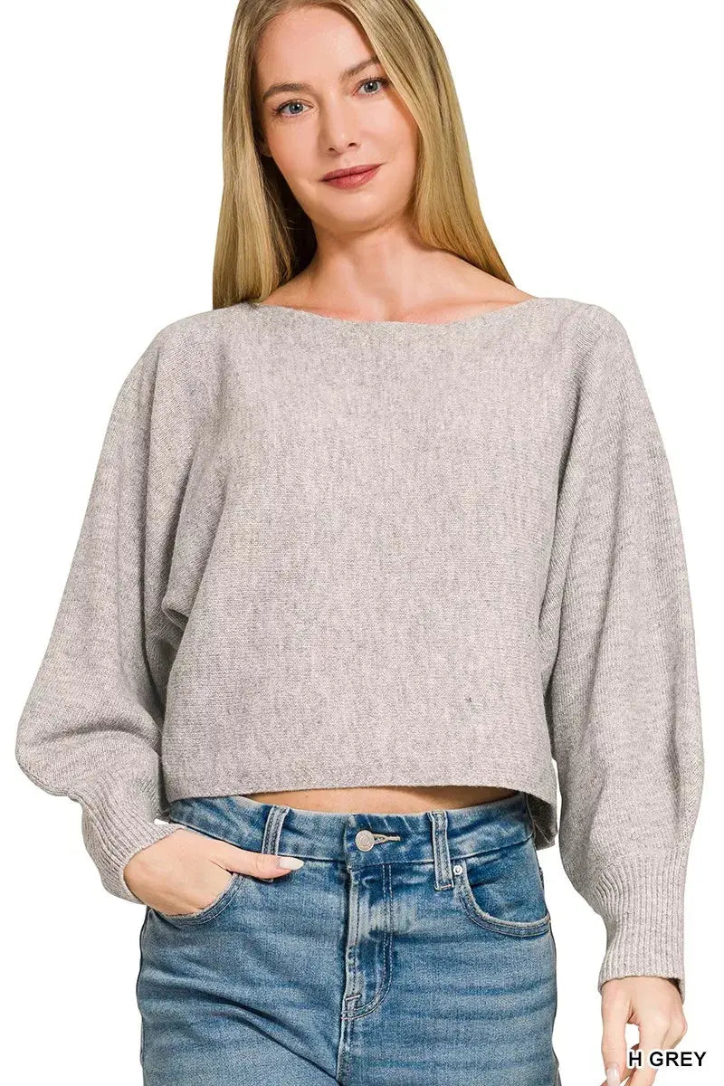 Zenana Boat Neck Balloon Sleeve Sweater  Style Ratio