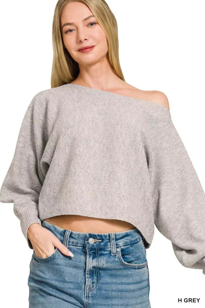 Zenana Boat Neck Balloon Sleeve Sweater  Style Ratio