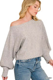 Zenana Boat Neck Balloon Sleeve Sweater  Style Ratio