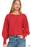 Zenana Boat Neck Balloon Sleeve Sweater  Style Ratio