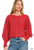Zenana Boat Neck Balloon Sleeve Sweater  Style Ratio