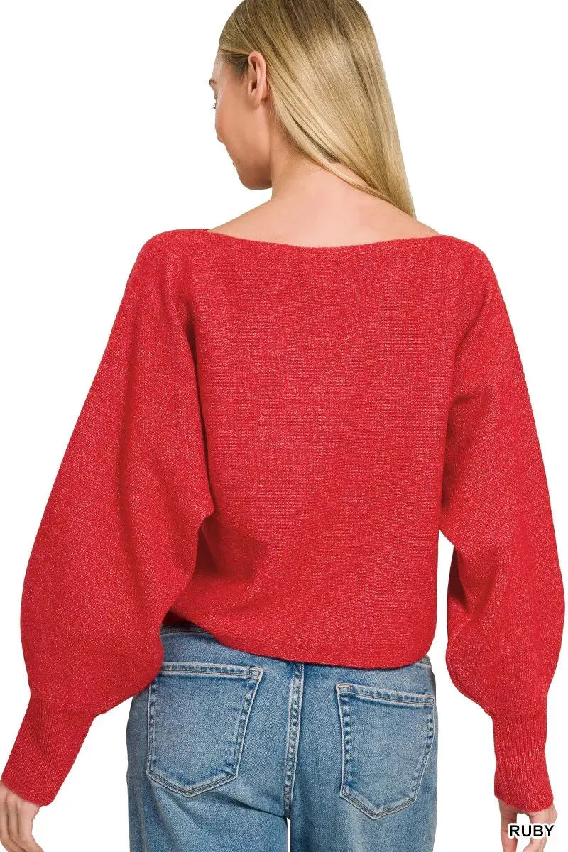 Zenana Boat Neck Balloon Sleeve Sweater  Style Ratio