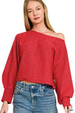 Zenana Boat Neck Balloon Sleeve Sweater  Style Ratio