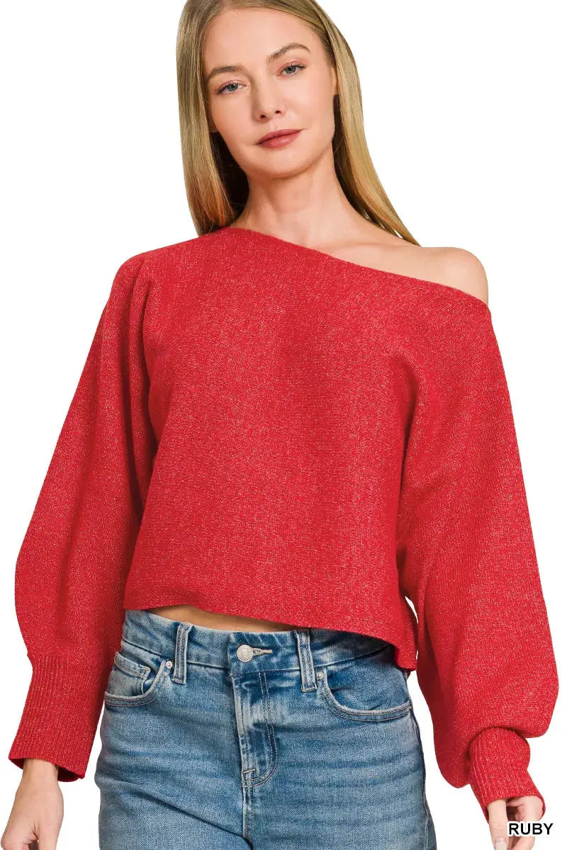 Zenana Boat Neck Balloon Sleeve Sweater  Style Ratio