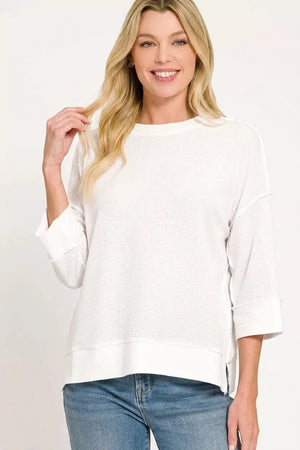 Zenana Double Knit 3/4 Sleeve Top  Style Ratio