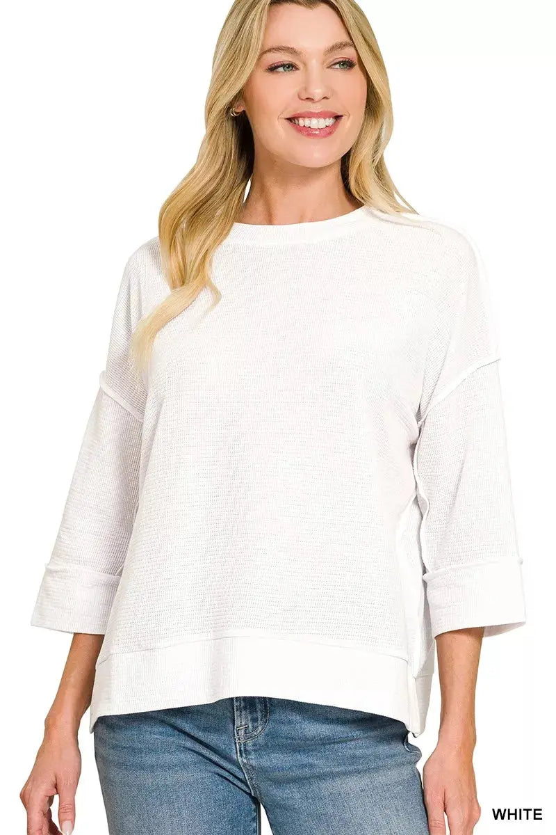 Zenana Double Knit 3/4 Sleeve Top  Style Ratio