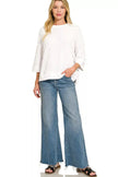Zenana Double Knit 3/4 Sleeve Top  Style Ratio