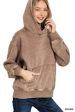 Zenana Fleece Acid Wash Kangaroo Pocket Hoodie  Style Ratio