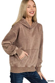 Zenana Fleece Acid Wash Kangaroo Pocket Hoodie  Style Ratio