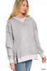 Zenana Fleece Acid Washed Contrast Trim Pullover  Style Ratio
