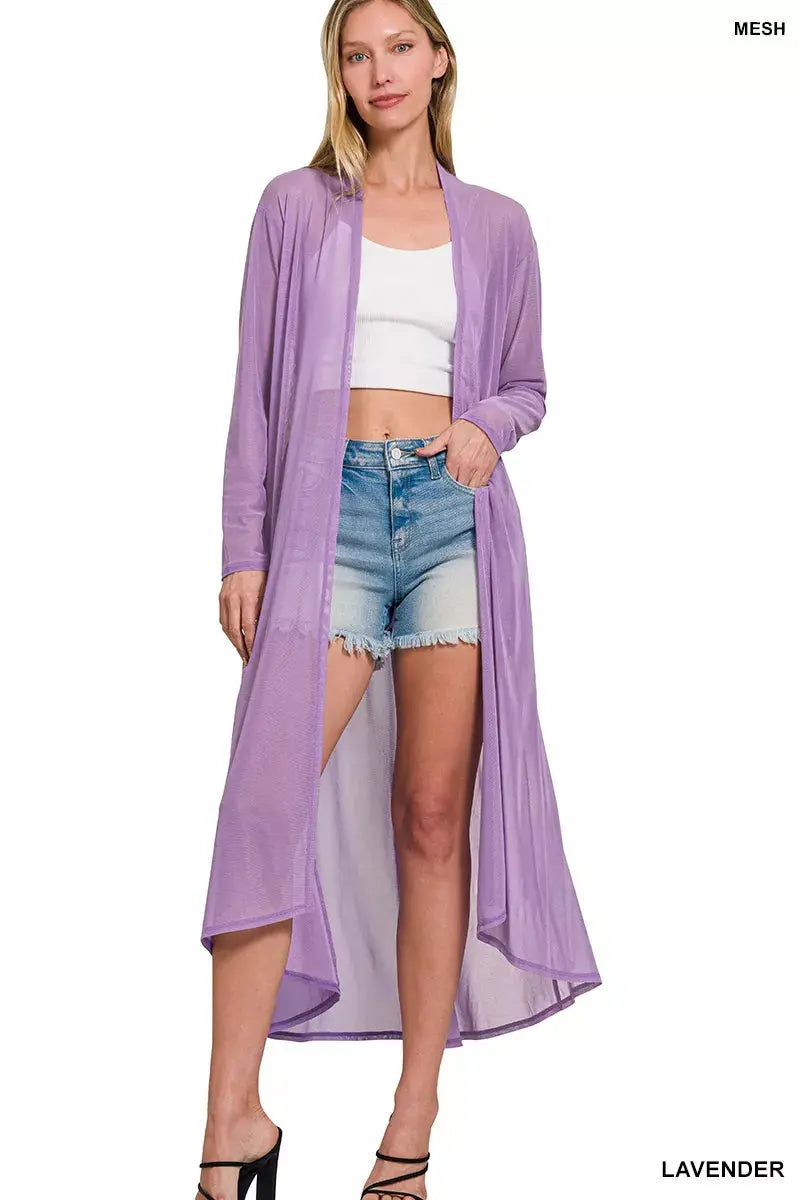 Zenana Mesh Open Front Cardigan  Style Ratio