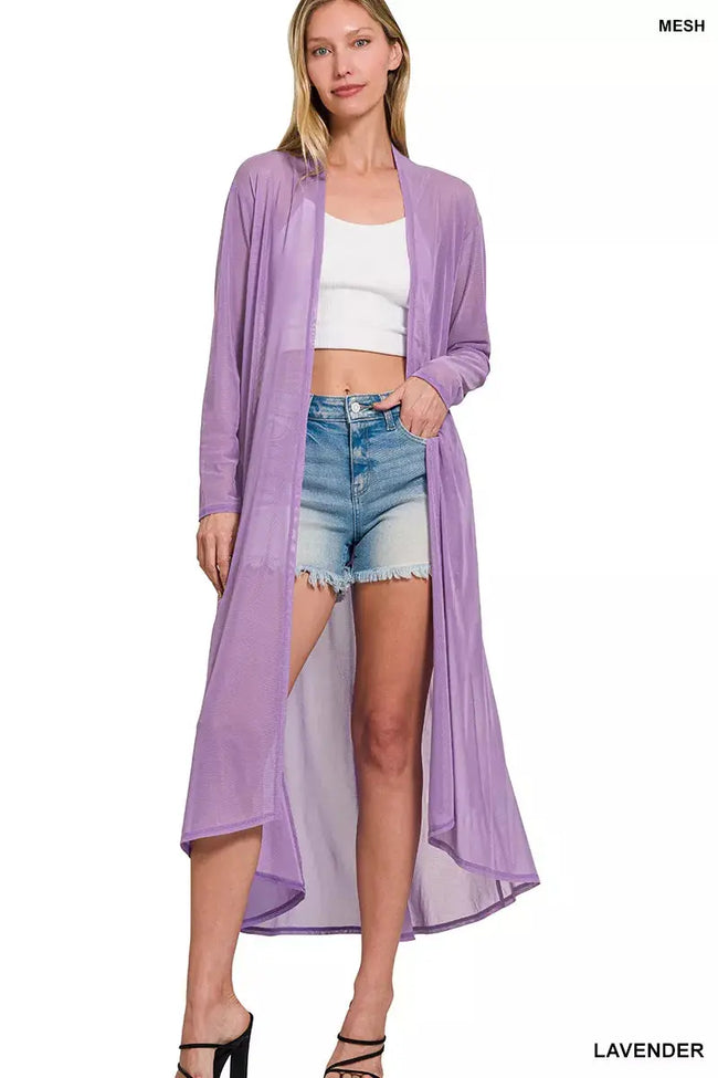 Zenana Mesh Open Front Cardigan  Style Ratio