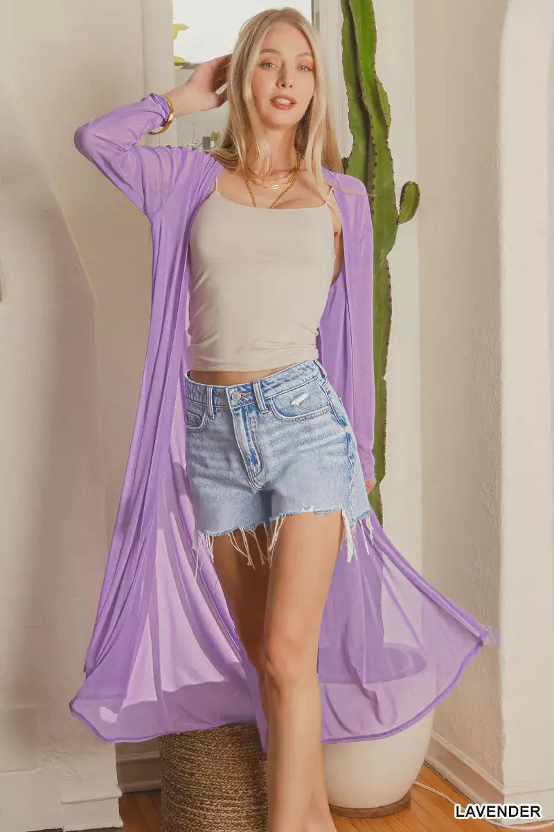 Zenana Mesh Open Front Cardigan  Style Ratio