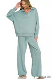 Zenana Scuba Collared Pullover & Center Seam Pants Set  Style Ratio