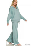 Zenana Scuba Collared Pullover & Center Seam Pants Set  Style Ratio