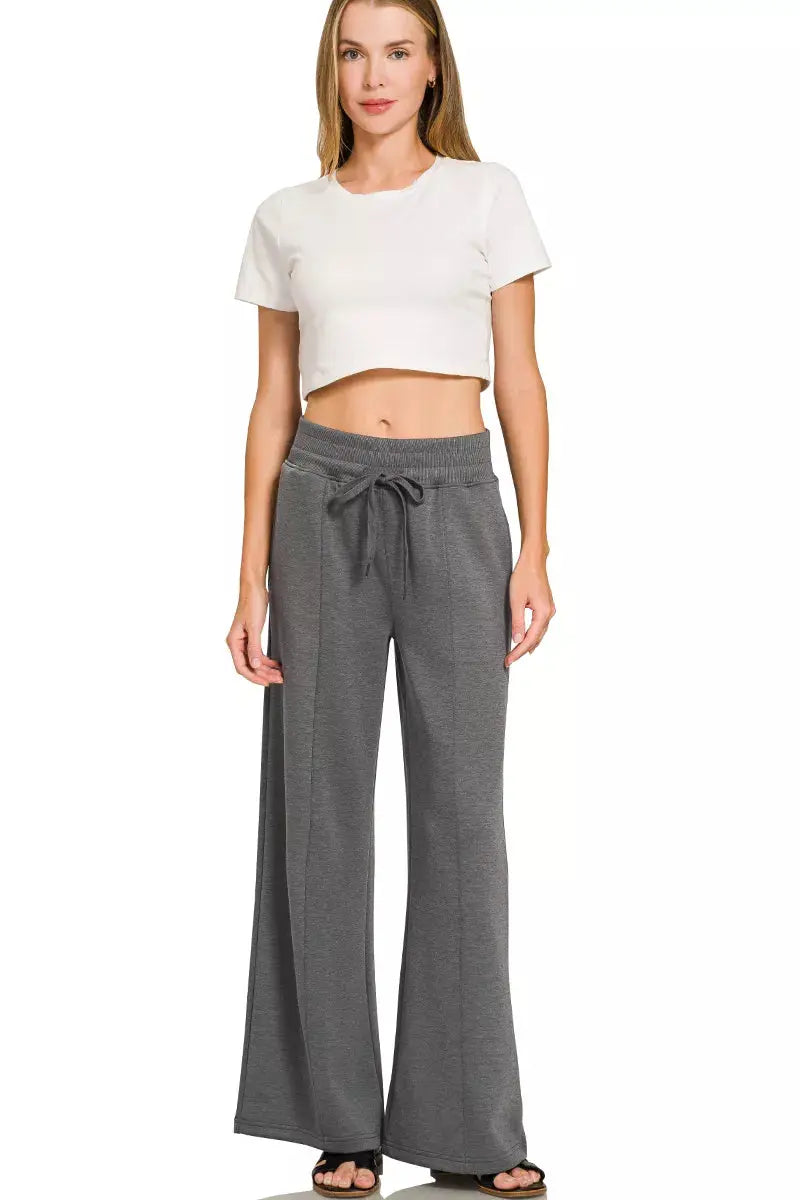 Zenana Scuba Collared Short Sleeve Pullover & Center Seam Pants Set  Style Ratio