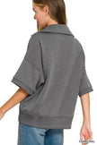Zenana Scuba Collared Short Sleeve Pullover & Center Seam Pants Set  Style Ratio