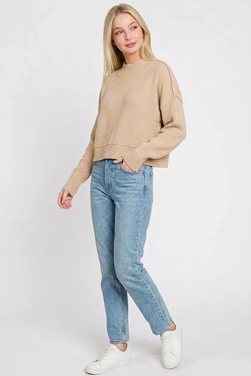 Zenana Side Slit Oversized Cropped Sweater  Style Ratio